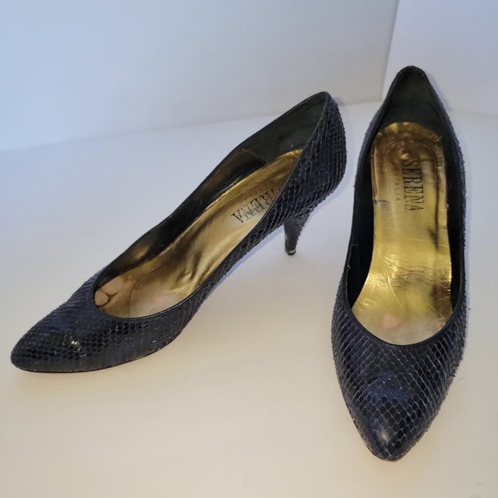 Serena Pumps Heels Size 9 snake skin print Black